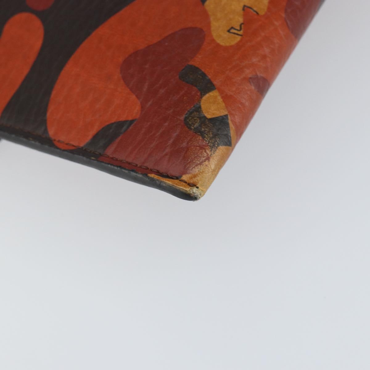 MCM Clutch Bag PVC Leather Brown Silver Auth am9925