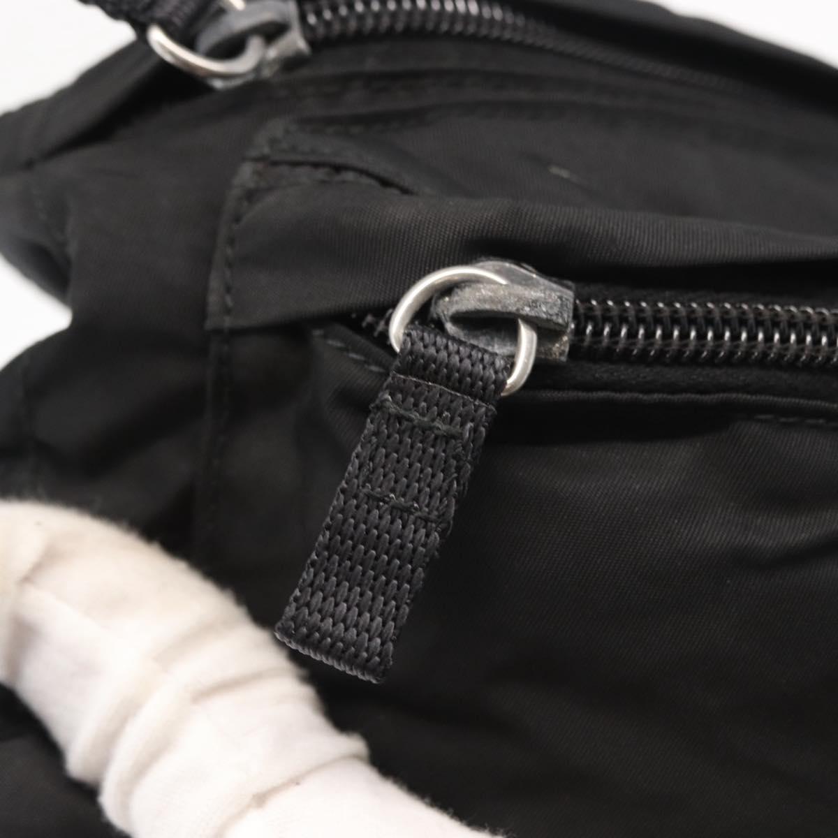 PRADA Waist Bag Nylon Black Silver Auth am9926