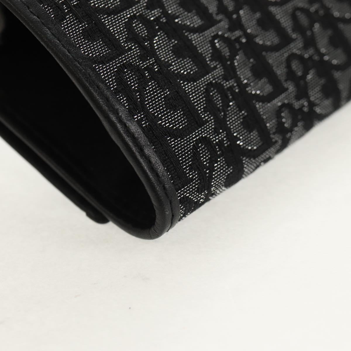 Christian Dior Trotter Canvas Jewelry Case Black Silver Auth am9927V