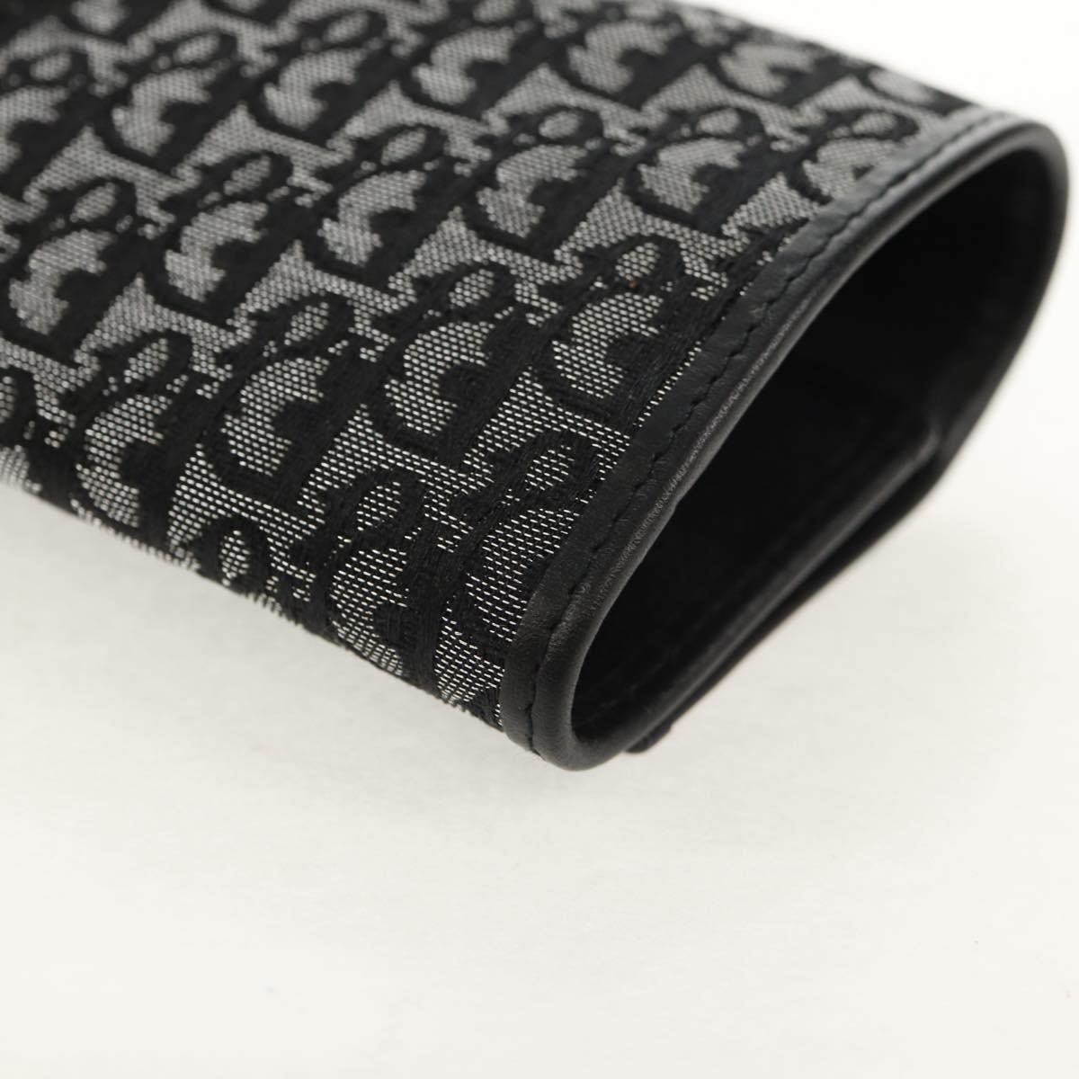 Christian Dior Trotter Canvas Jewelry Case Black Silver Auth am9927V