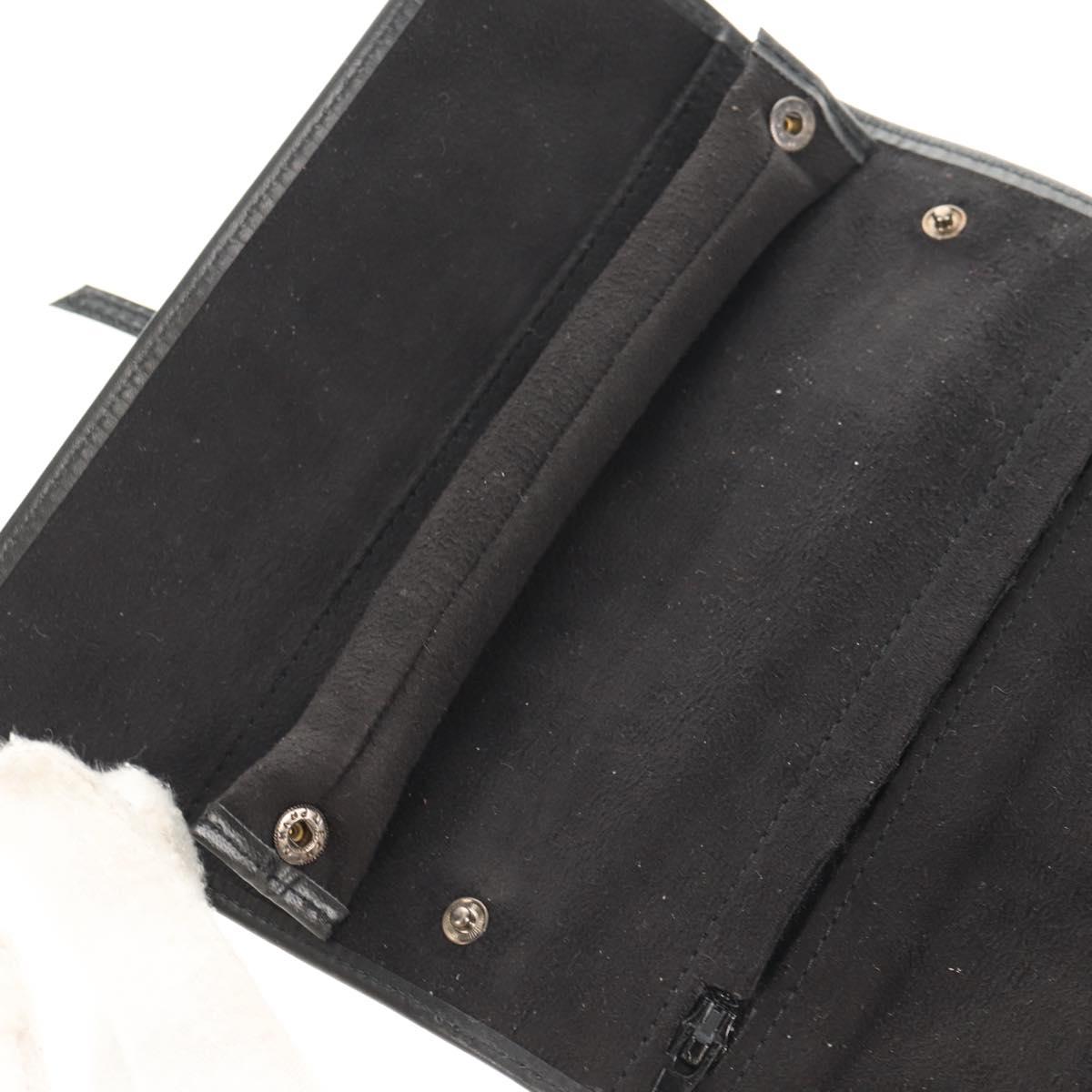 Christian Dior Trotter Canvas Jewelry Case Black Silver Auth am9927V