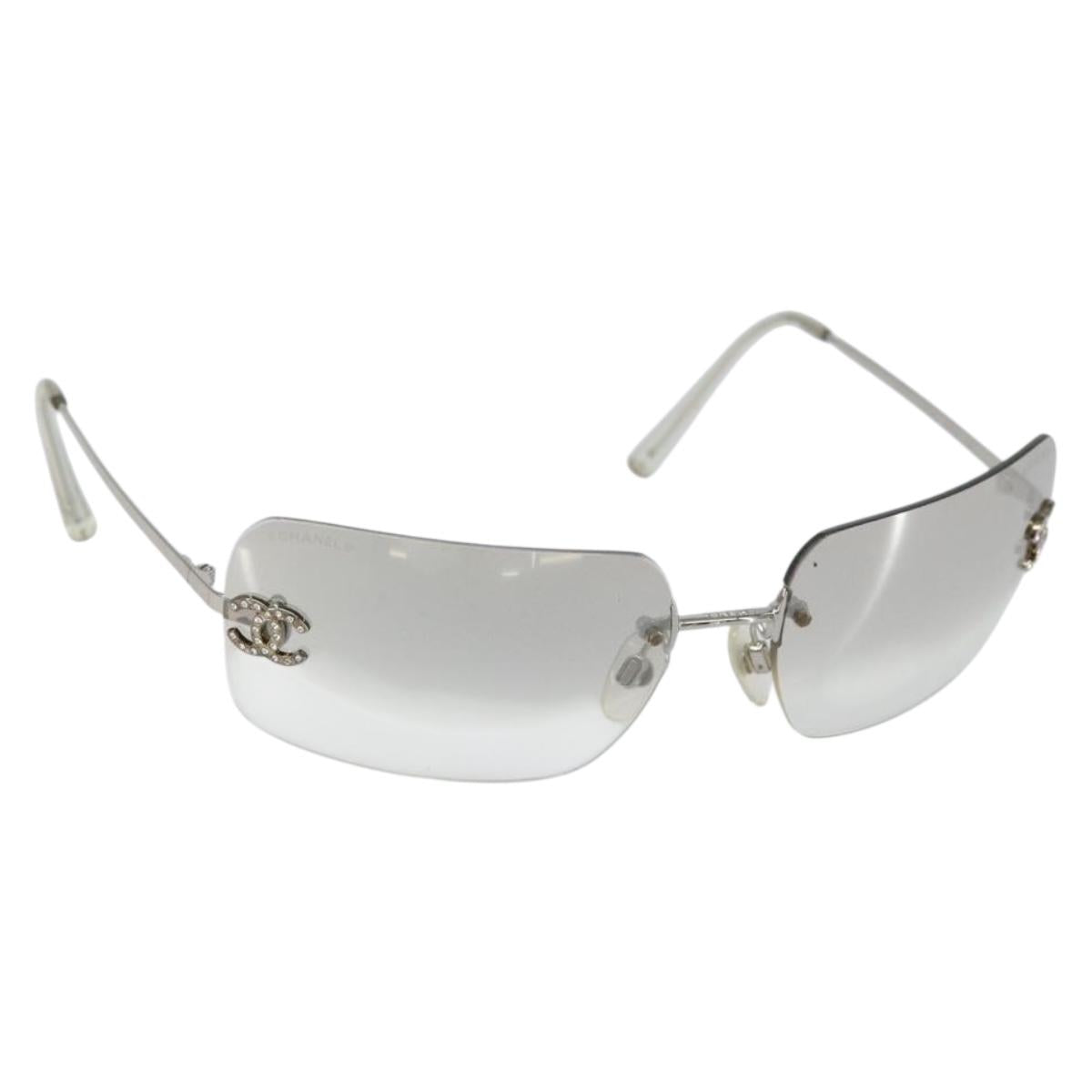 CHANEL Sunglasses metal Silver CC Auth am9928V