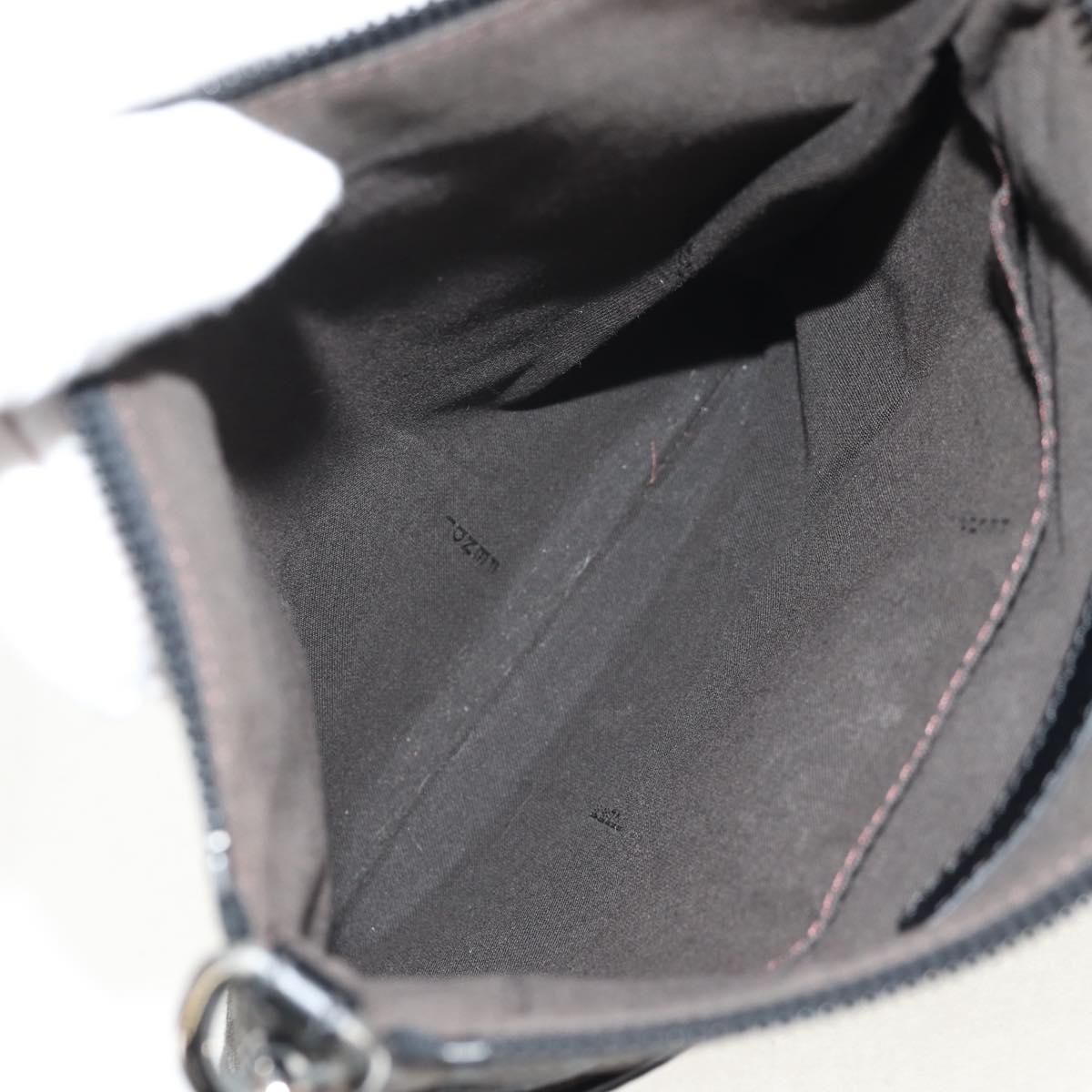 FENDI Zucchino Canvas Shoulder Bag Black Silver Auth am9929V