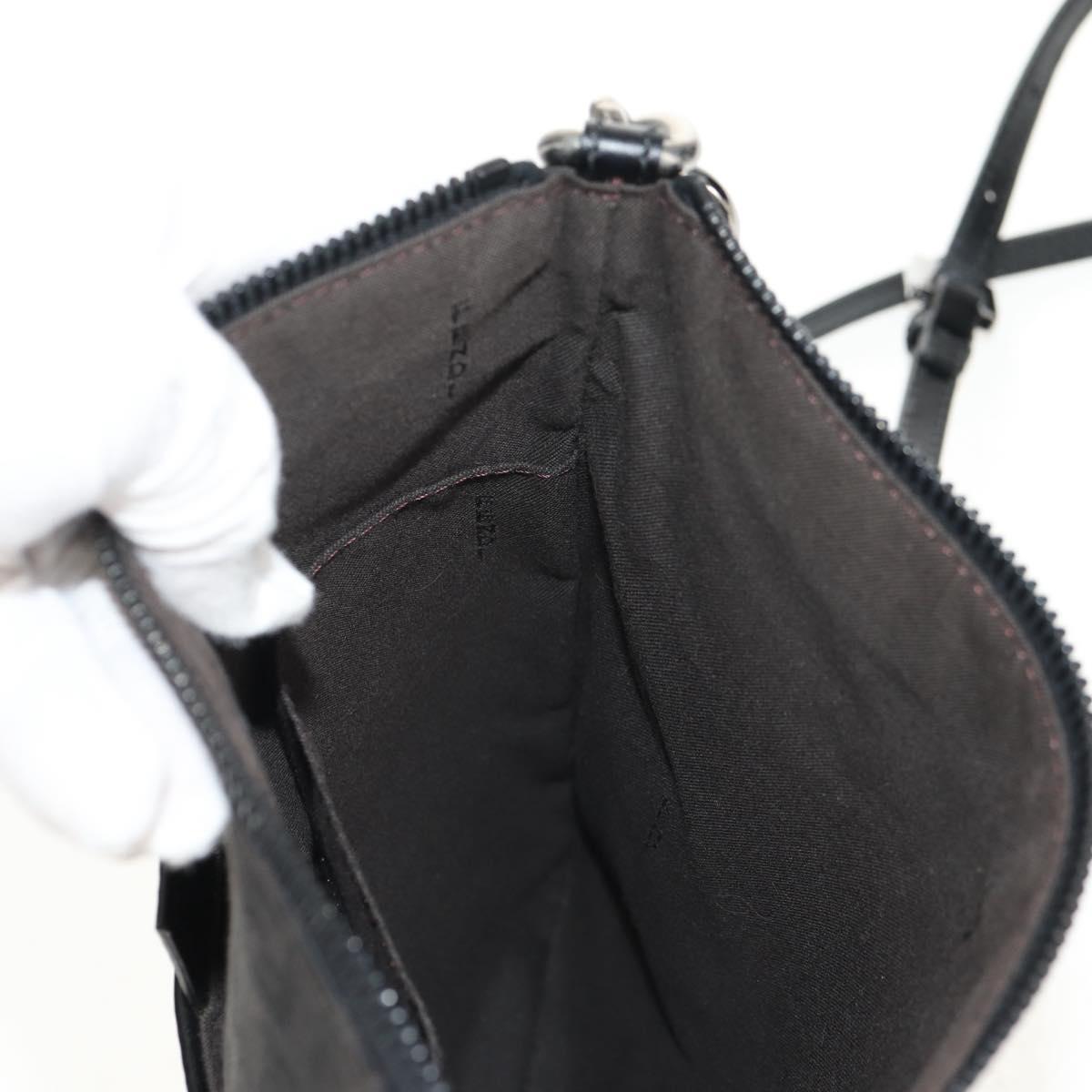 FENDI Zucchino Canvas Shoulder Bag Black Silver Auth am9929V