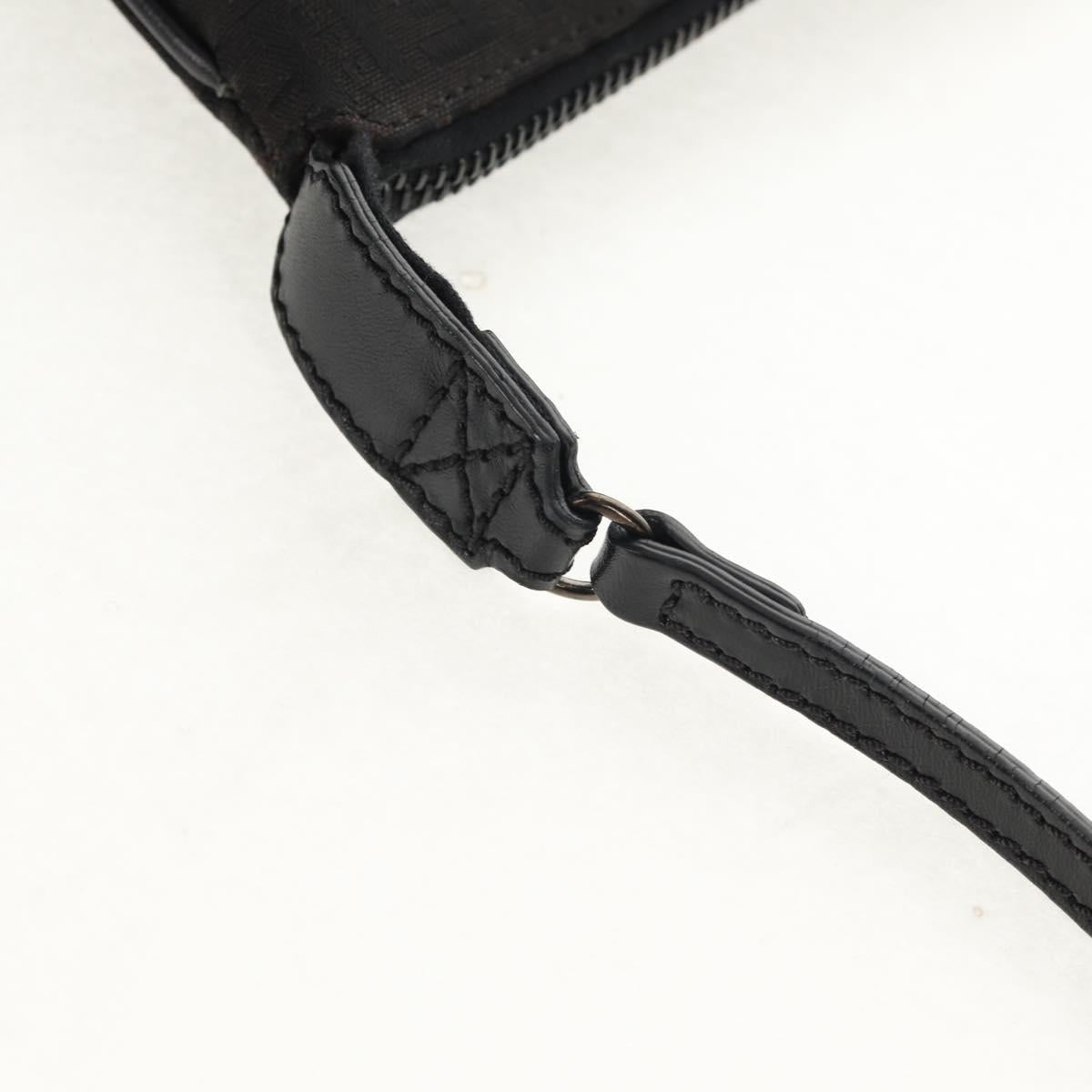 FENDI Zucchino Canvas Shoulder Bag Black Silver Auth am9929V