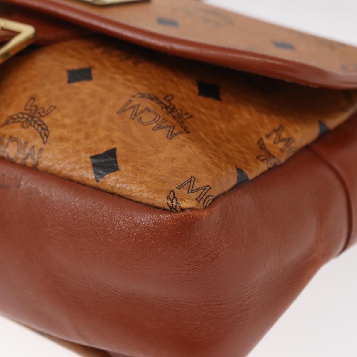 MCM Logogram Vicetos Shoulder Bag PVC Leather Brown Gold Auth am9931