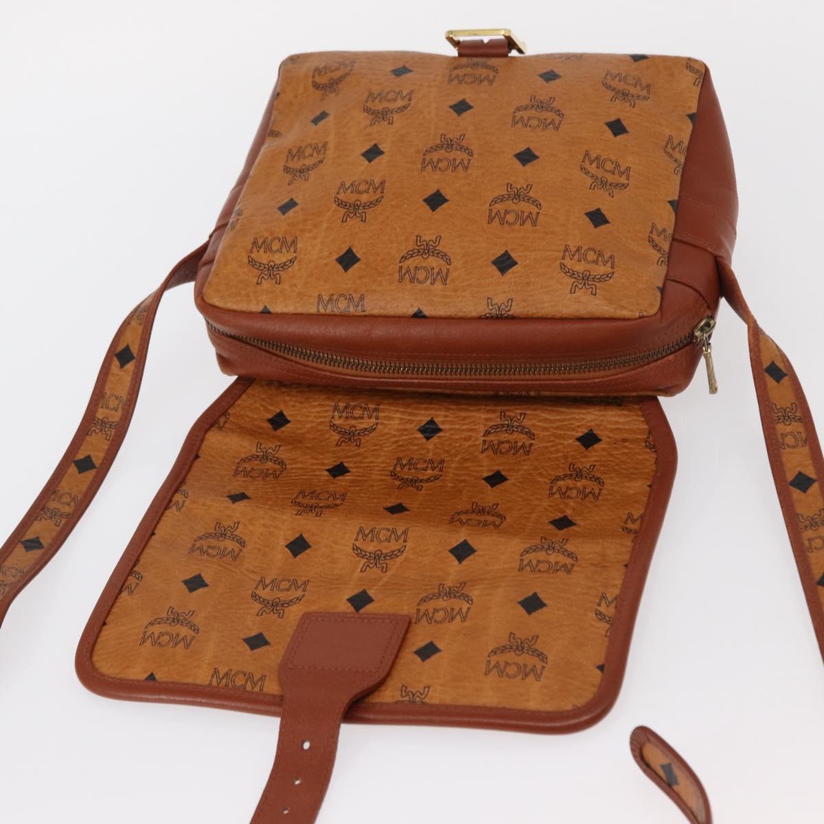 MCM Logogram Vicetos Shoulder Bag PVC Leather Brown Gold Auth am9931