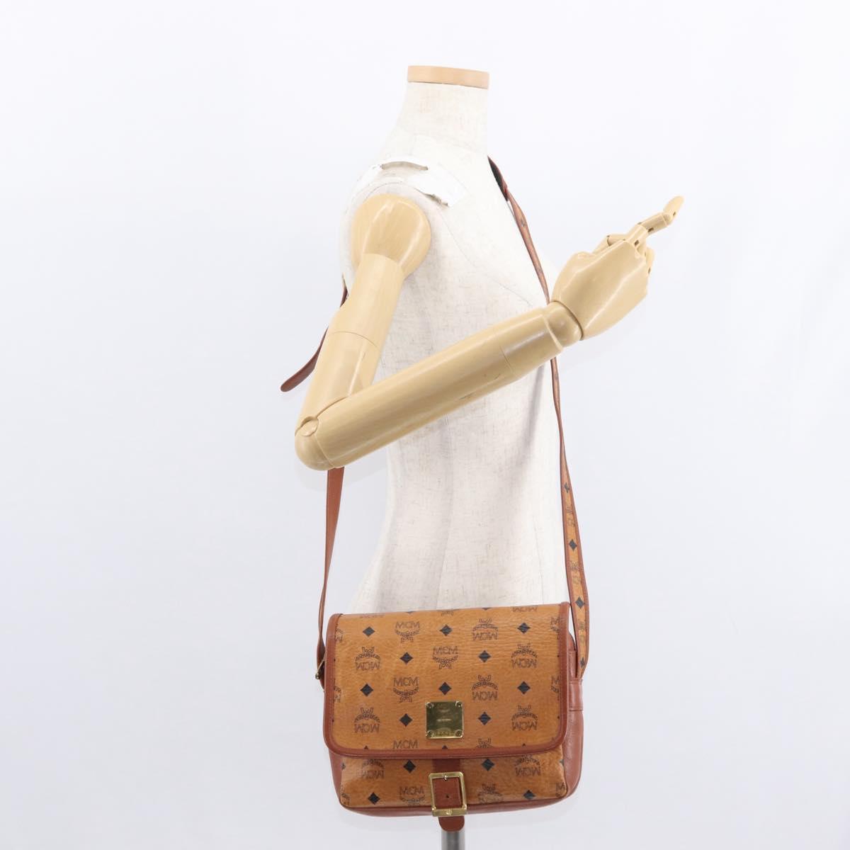 MCM Logogram Vicetos Shoulder Bag PVC Leather Brown Gold Auth am9931