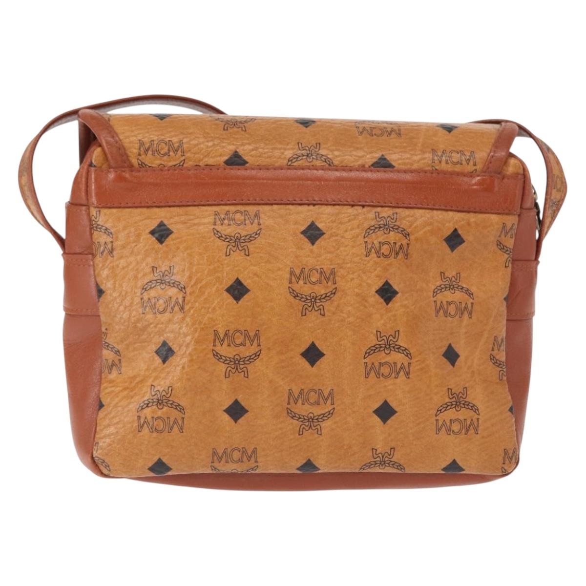 MCM Logogram Vicetos Shoulder Bag PVC Leather Brown Gold Auth am9931