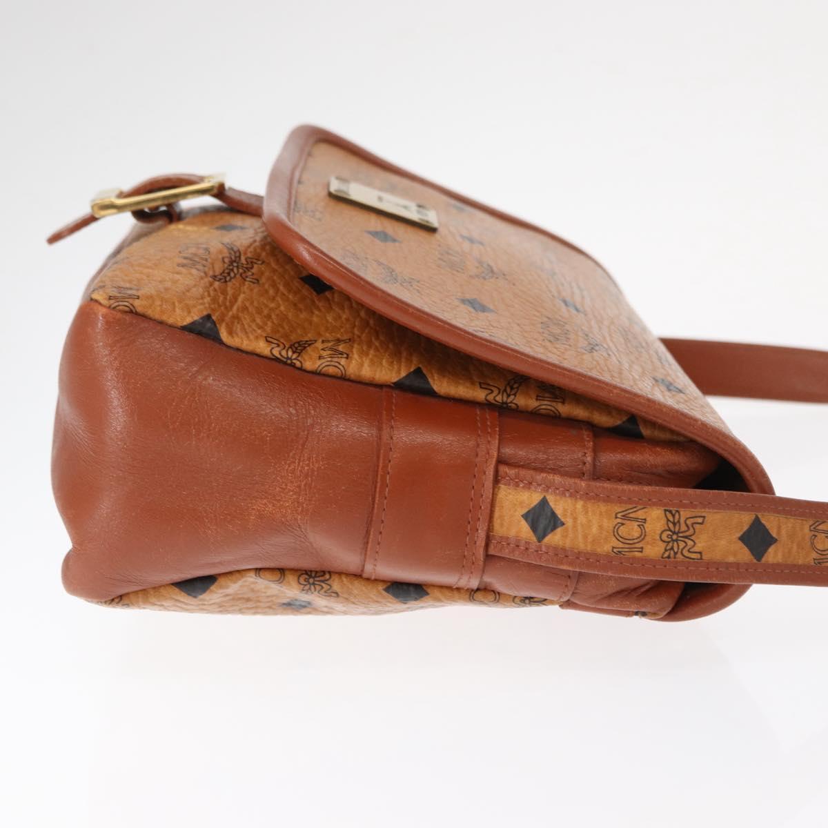 MCM Logogram Vicetos Shoulder Bag PVC Leather Brown Gold Auth am9931