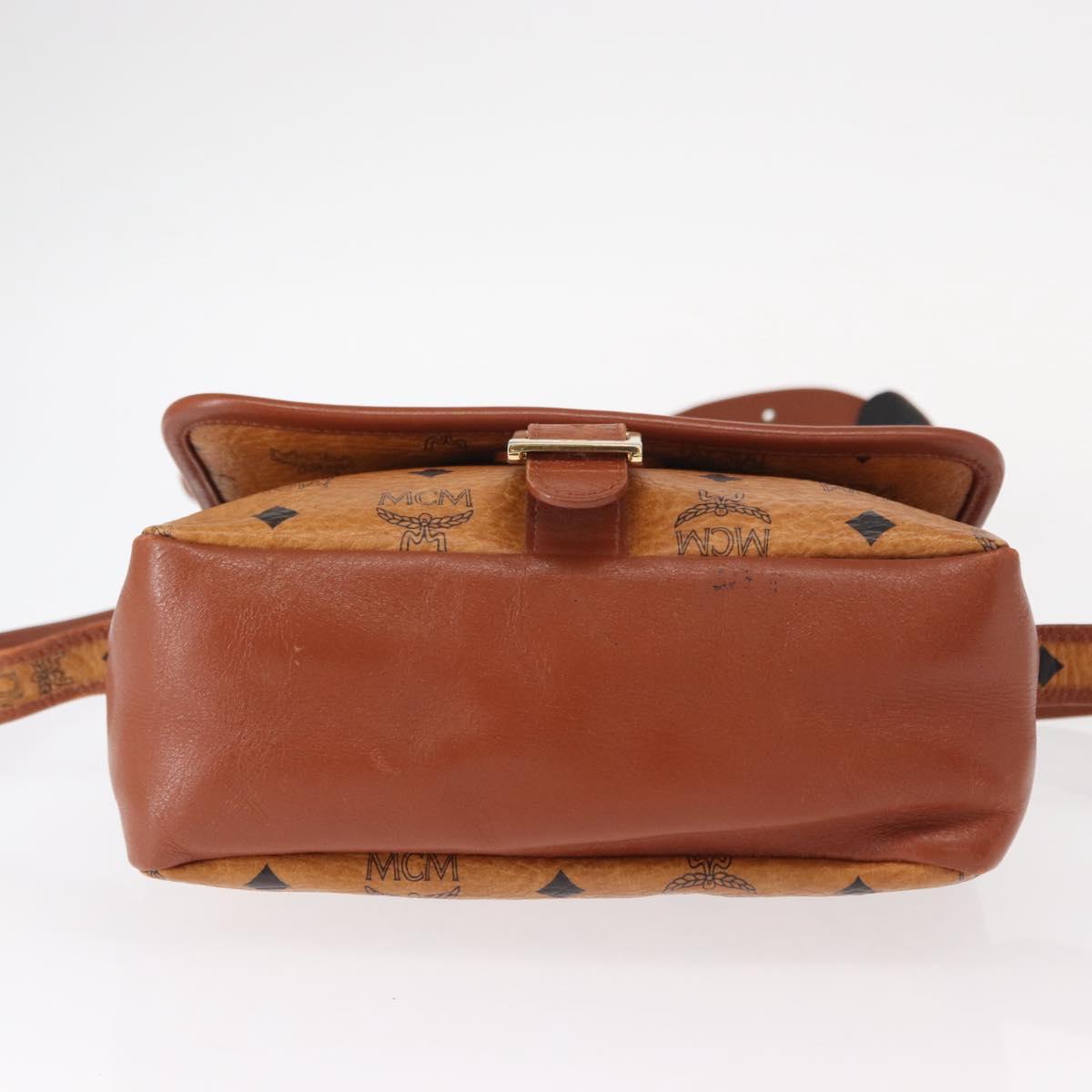 MCM Logogram Vicetos Shoulder Bag PVC Leather Brown Gold Auth am9931