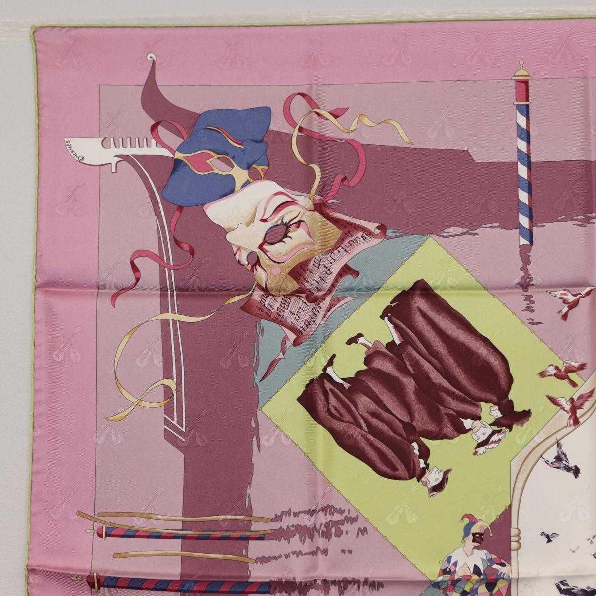 HERMES Carre 90 Scarf ""FETES VENITIENNES"" Silk Purple Auth am9932