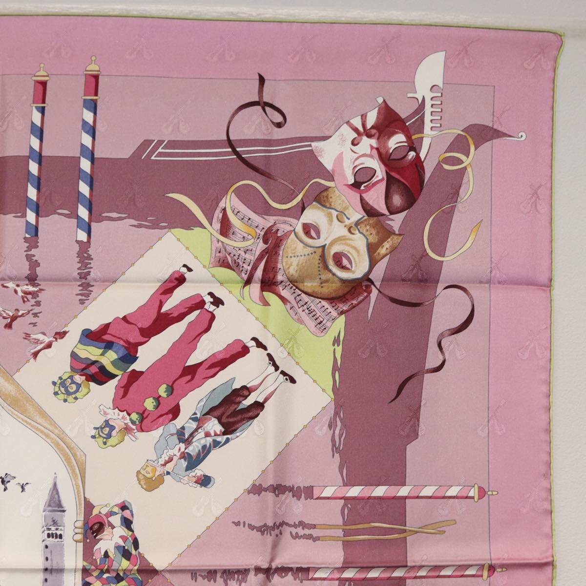 HERMES Carre 90 Scarf ""FETES VENITIENNES"" Silk Purple Auth am9932