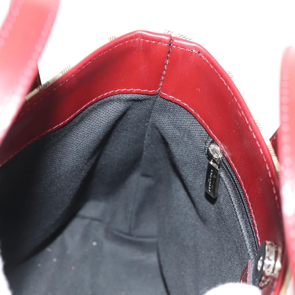 BURBERRY Nova Check Hand Bag PVC Beige Silver Auth am9935V