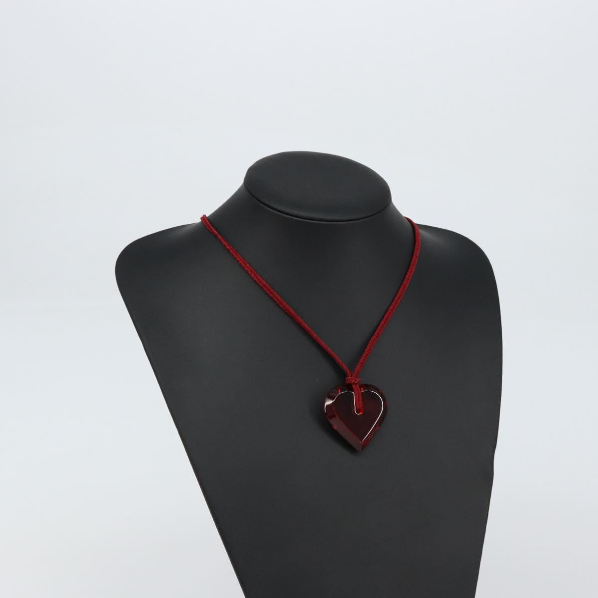 Baccarat Heart Necklace Glass Red Auth am9936