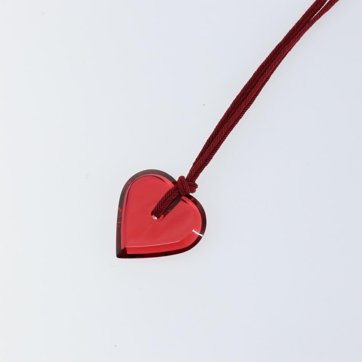 Baccarat Heart Necklace Glass Red Auth am9936