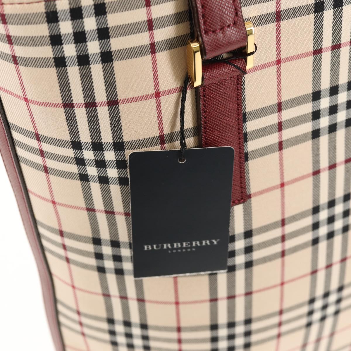 BURBERRY Nova Check Tote Bag Canvas Beige Gold Auth am9938V