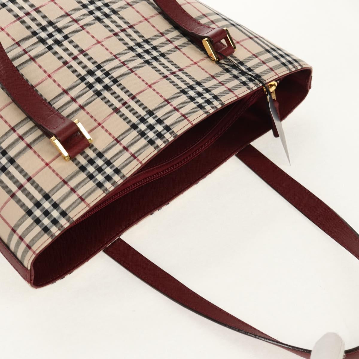 BURBERRY Nova Check Tote Bag Canvas Beige Gold Auth am9938V