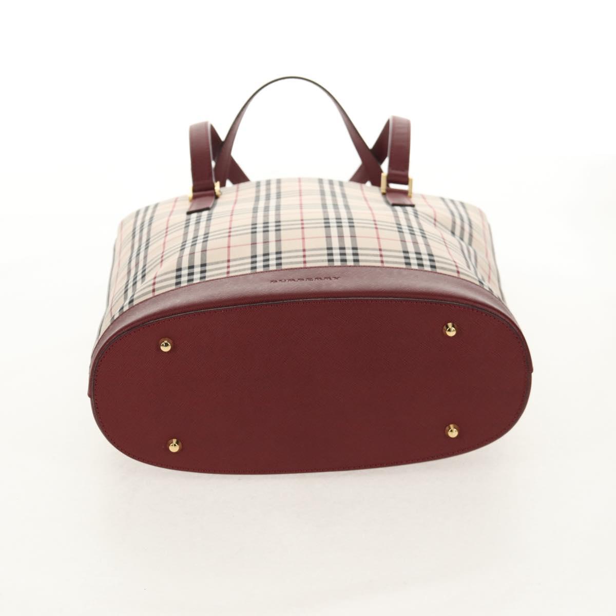 BURBERRY Nova Check Tote Bag Canvas Beige Gold Auth am9938V