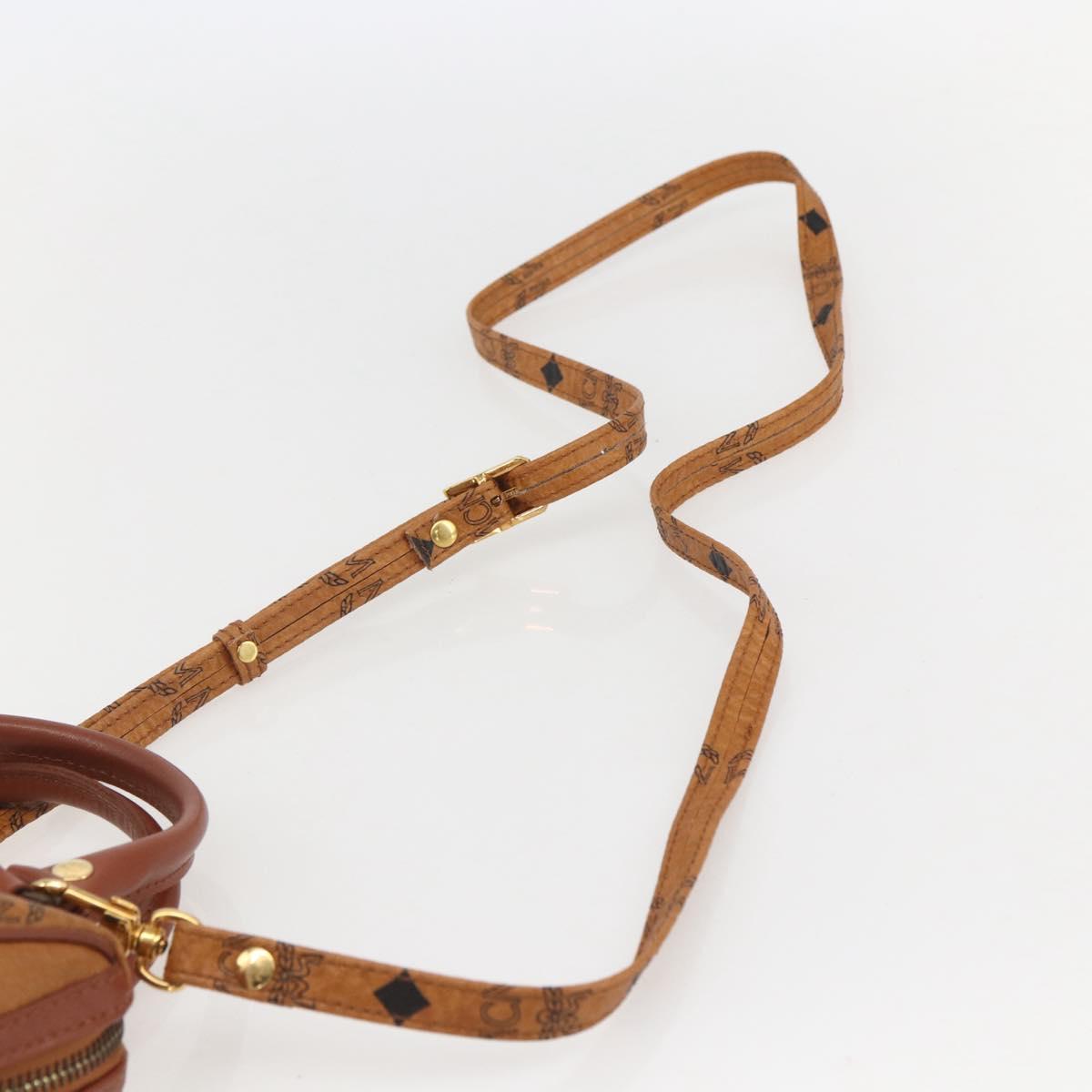 MCM Vicetos Logogram Mini Hand Bag PVC Leather 2way Brown Gold Auth am9939