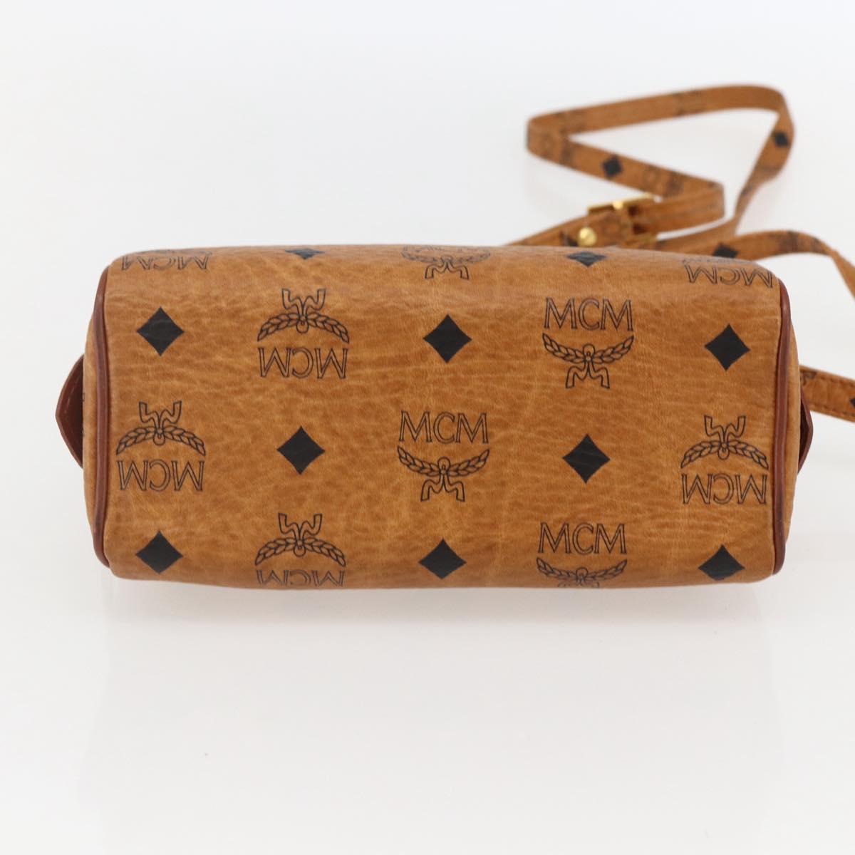 MCM Vicetos Logogram Mini Hand Bag PVC Leather 2way Brown Gold Auth am9939