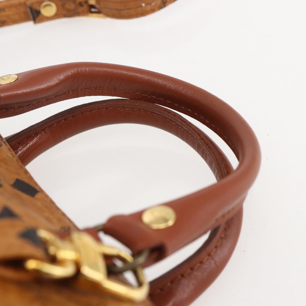 MCM Vicetos Logogram Mini Hand Bag PVC Leather 2way Brown Gold Auth am9939