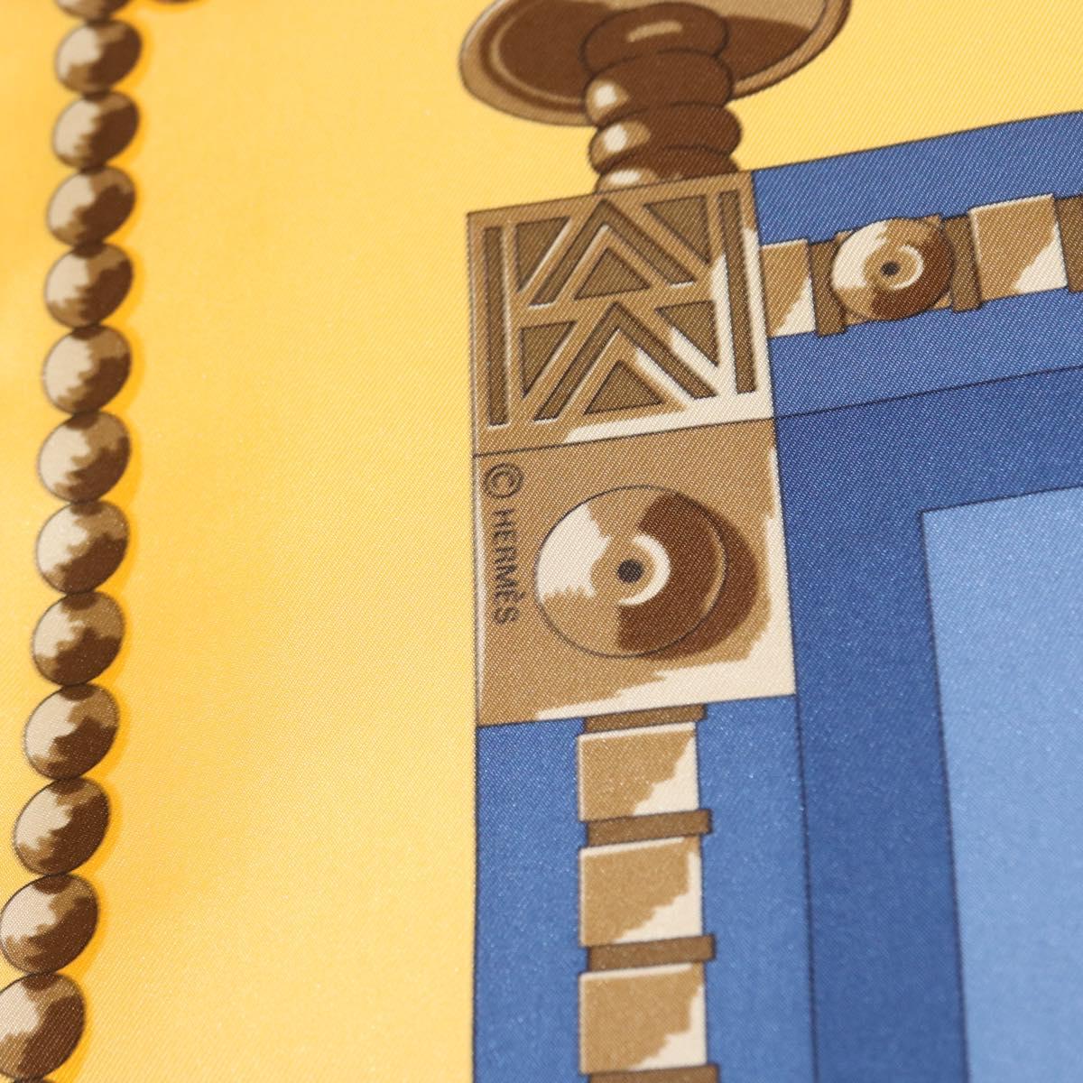 HERMES Carre 90 Scarf ""CUILLERS D'AFRIQUE"" Silk Yellow Auth am9940