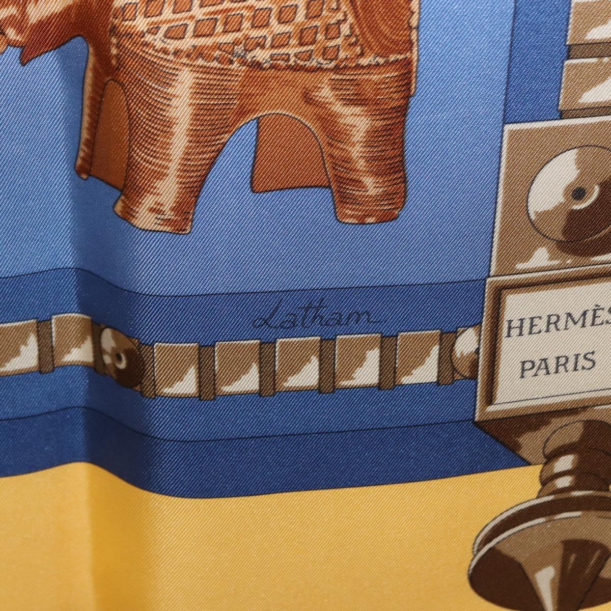 HERMES Carre 90 Scarf ""CUILLERS D'AFRIQUE"" Silk Yellow Auth am9940