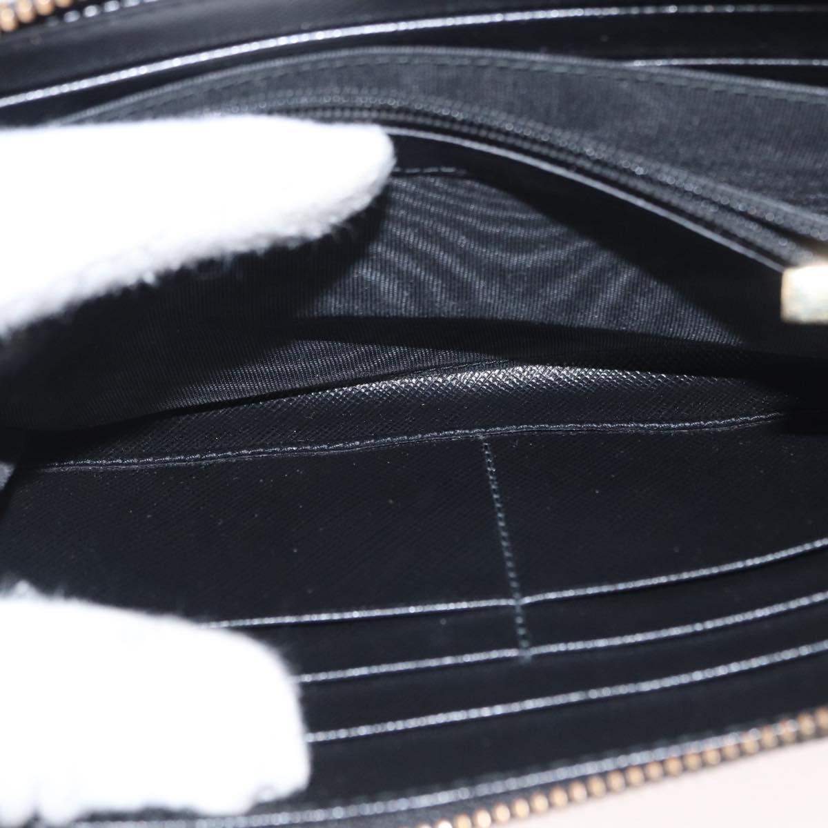 Salvatore Ferragamo Gancini Long Wallet Leather Black Gold Auth am9941