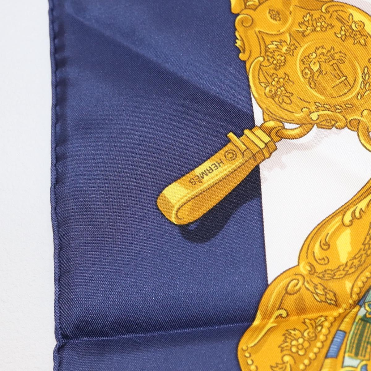 HERMES Carre 90 Scarf ""Memoire d'Hermes"" Silk Navy Auth am9945