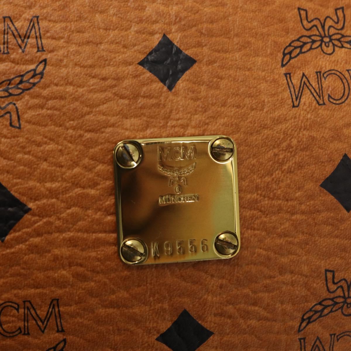 MCM Logogram Vicetos Clutch Bag PVC Leather Brown Gold Auth am9946
