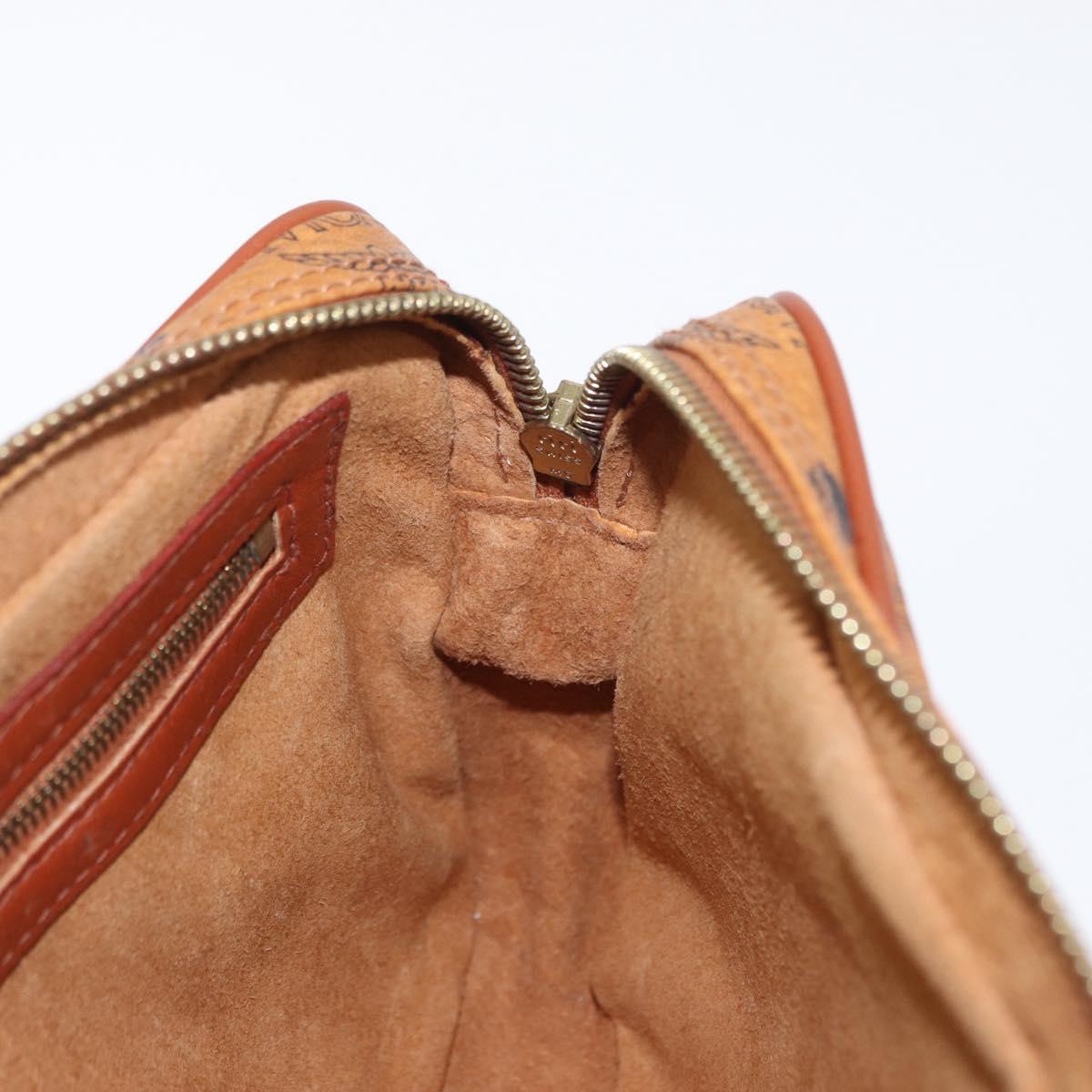 MCM Logogram Vicetos Clutch Bag PVC Leather Brown Gold Auth am9946