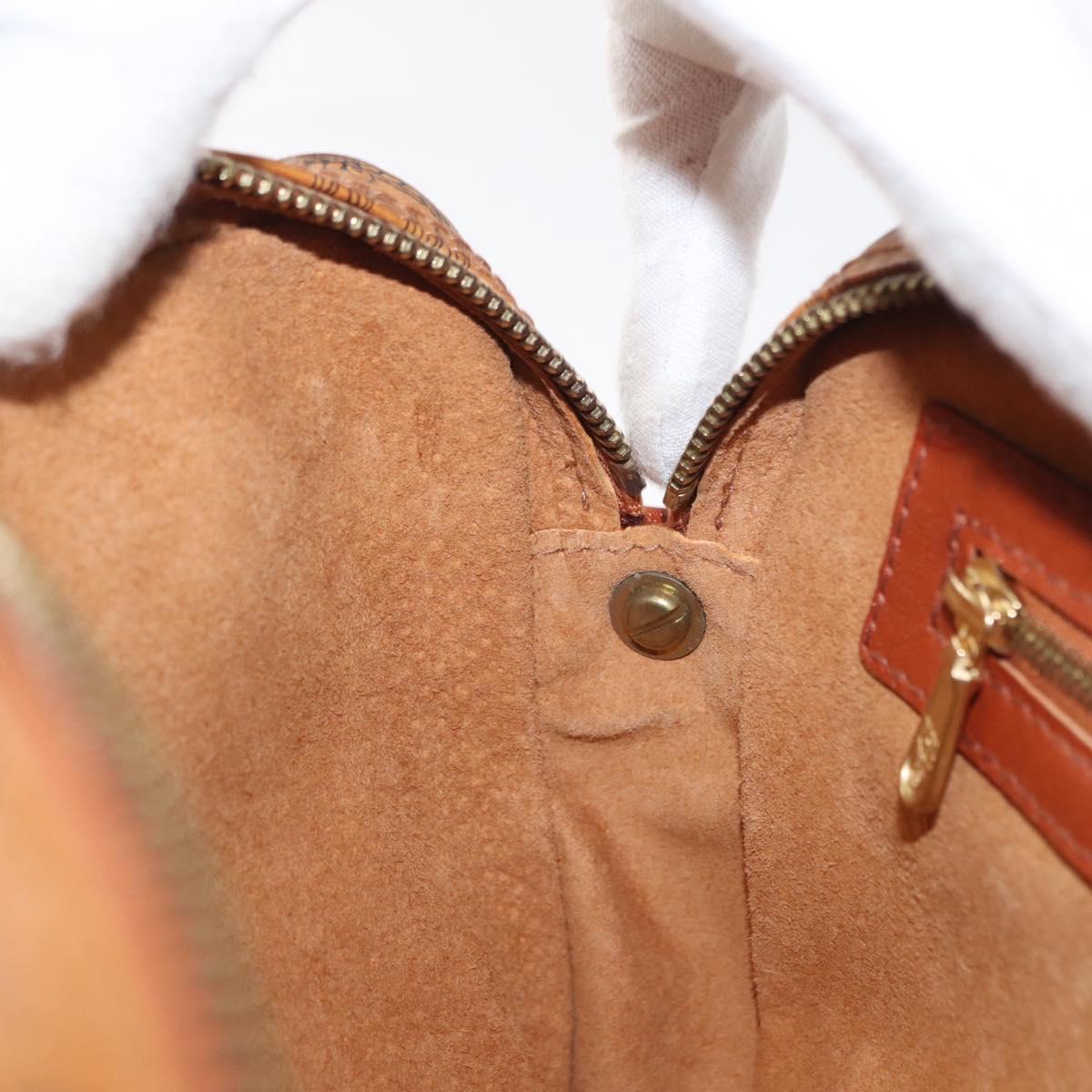 MCM Logogram Vicetos Clutch Bag PVC Leather Brown Gold Auth am9946