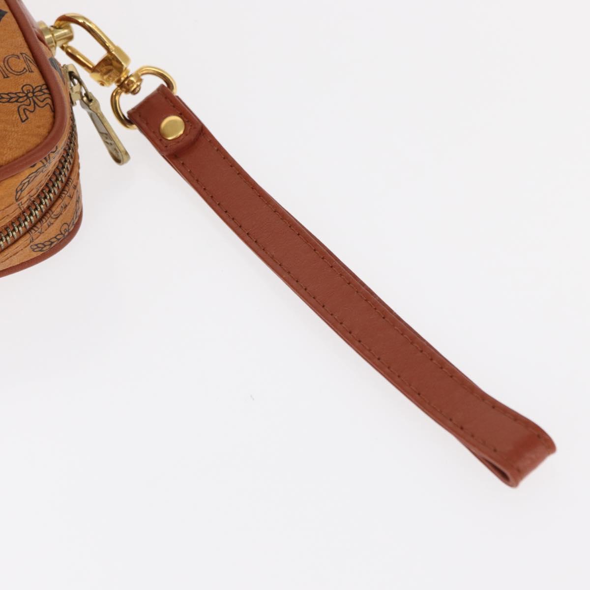 MCM Logogram Vicetos Clutch Bag PVC Leather Brown Gold Auth am9946