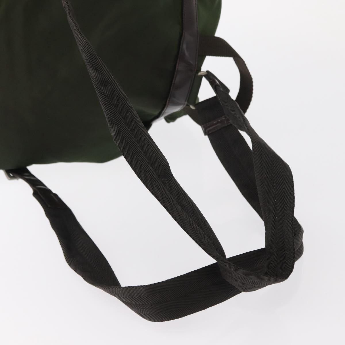 PRADA Backpack Nylon Khaki Silver Auth am9947