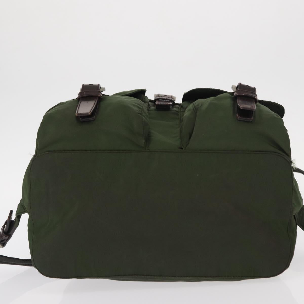PRADA Backpack Nylon Khaki Silver Auth am9947