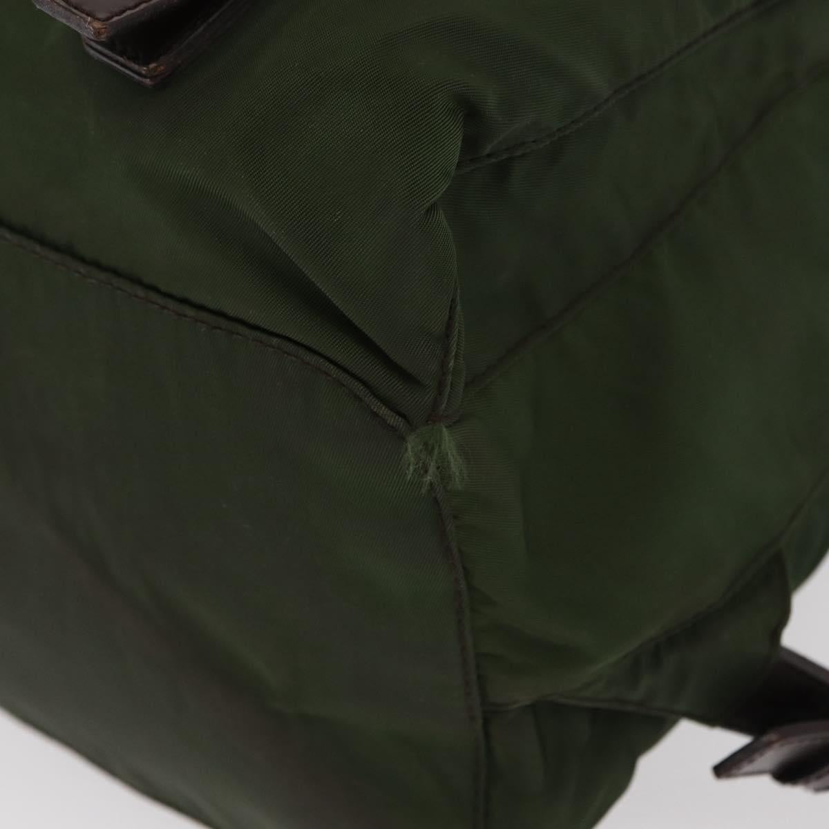 PRADA Backpack Nylon Khaki Silver Auth am9947