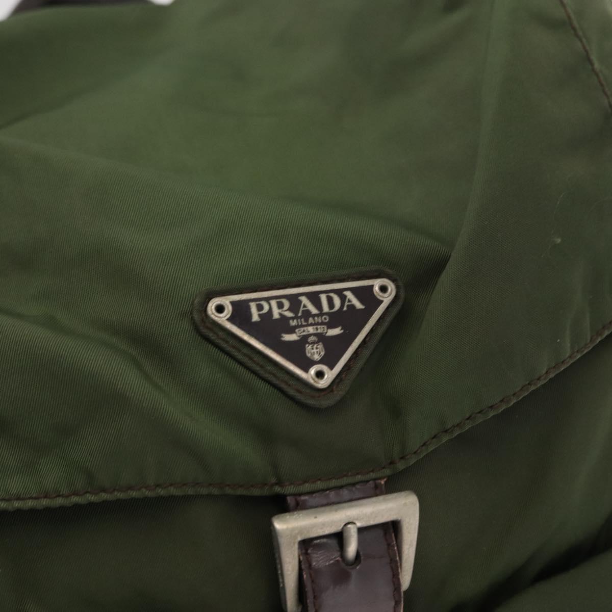 PRADA Backpack Nylon Khaki Silver Auth am9947