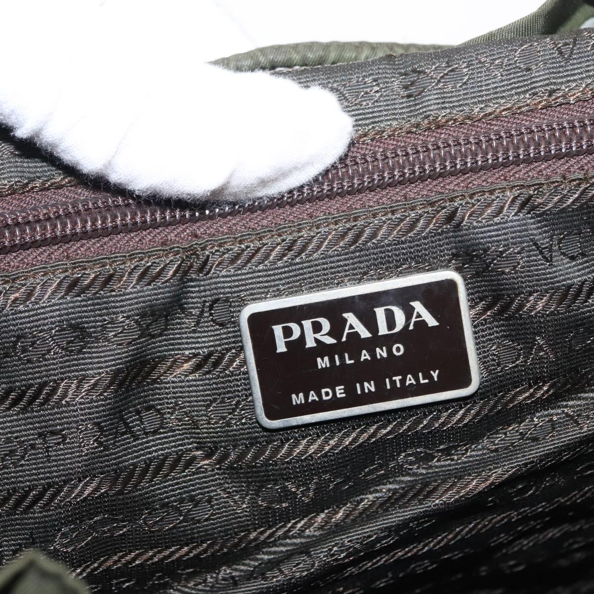 PRADA Backpack Nylon Khaki Silver Auth am9947