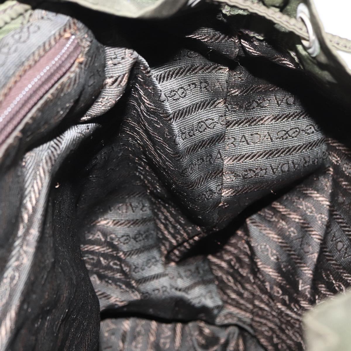 PRADA Backpack Nylon Khaki Silver Auth am9947