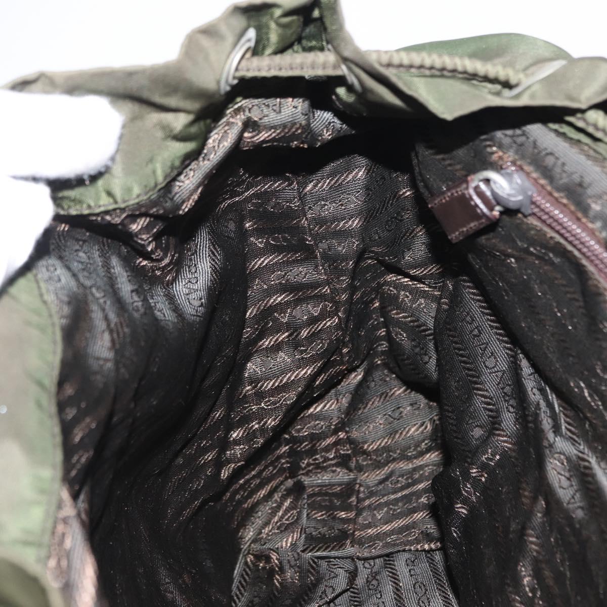 PRADA Backpack Nylon Khaki Silver Auth am9947