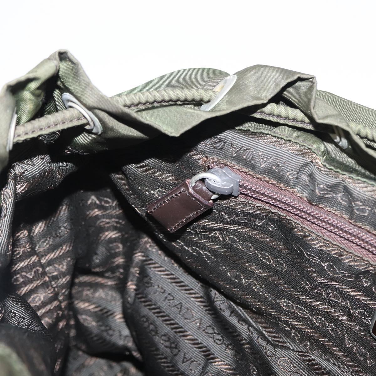 PRADA Backpack Nylon Khaki Silver Auth am9947