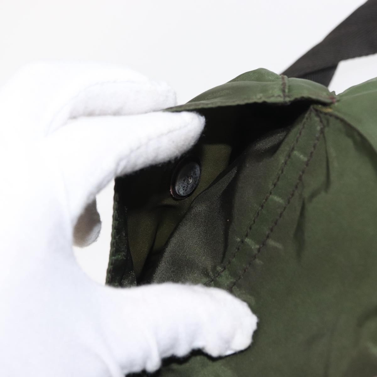 PRADA Backpack Nylon Khaki Silver Auth am9947