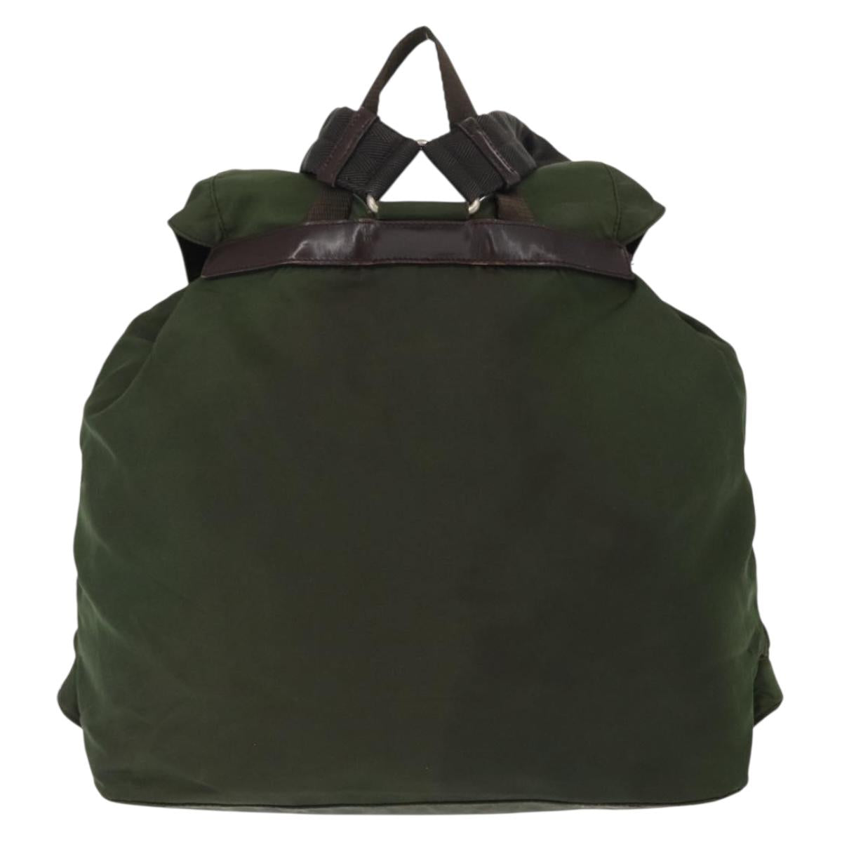 PRADA Backpack Nylon Khaki Silver Auth am9947