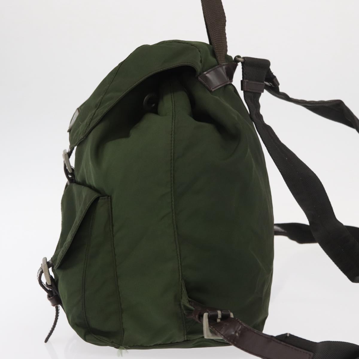 PRADA Backpack Nylon Khaki Silver Auth am9947