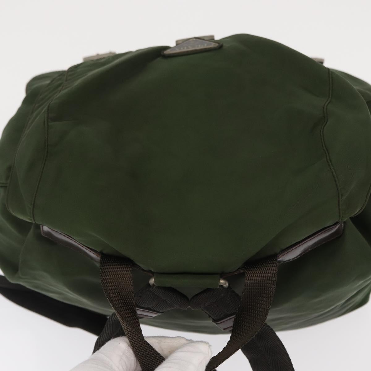 PRADA Backpack Nylon Khaki Silver Auth am9947