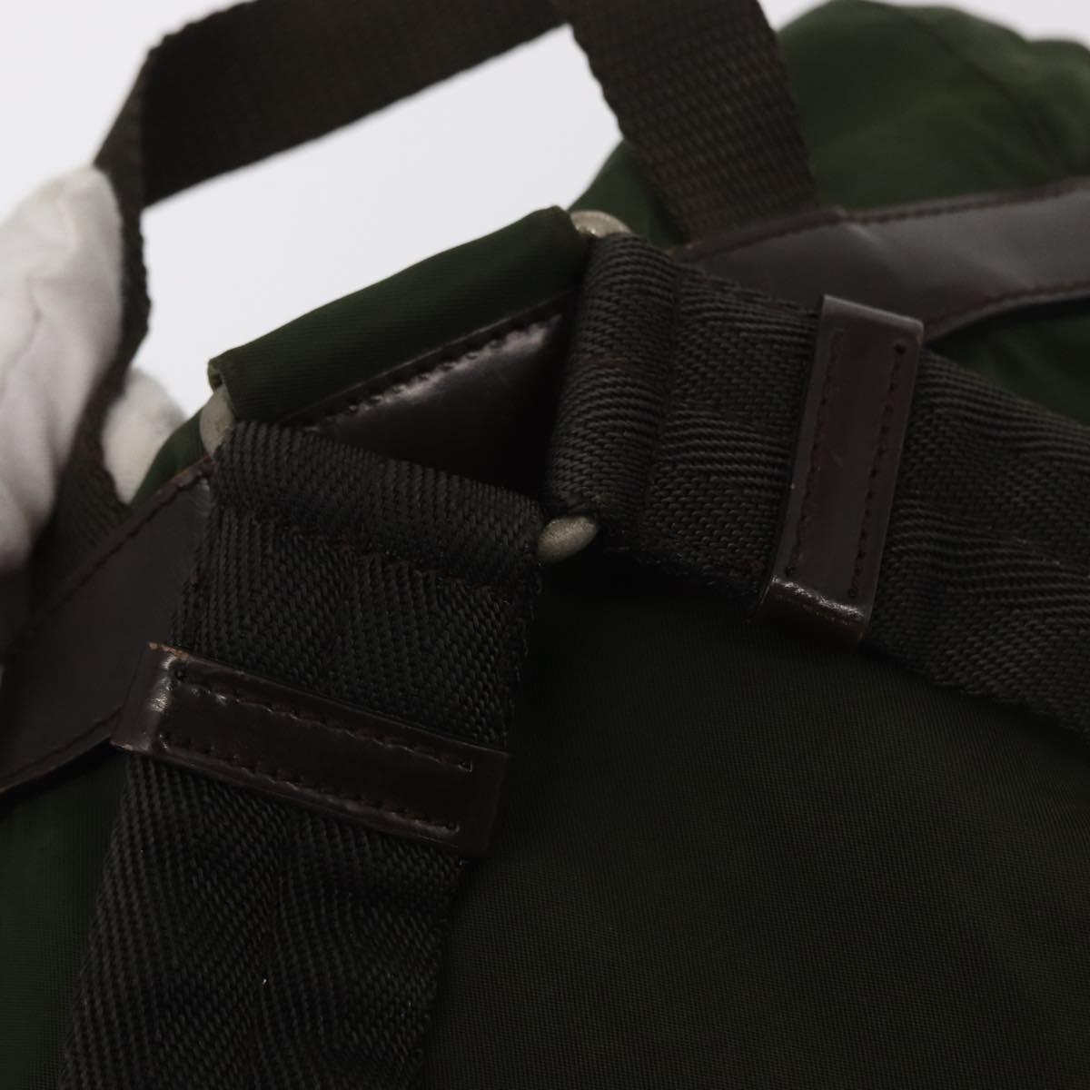 PRADA Backpack Nylon Khaki Silver Auth am9947