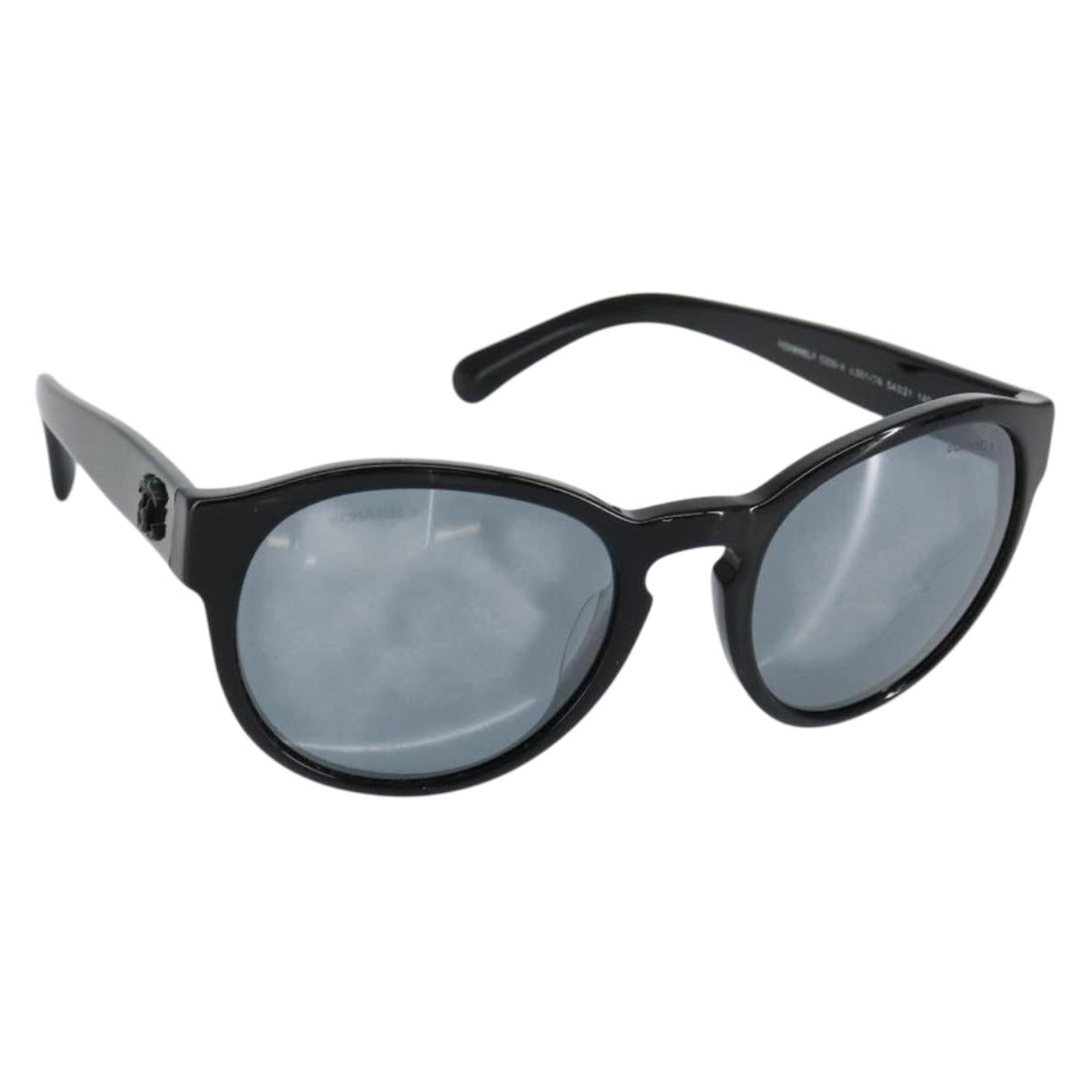 CHANEL Sunglasses plastic Black CC Auth am9948