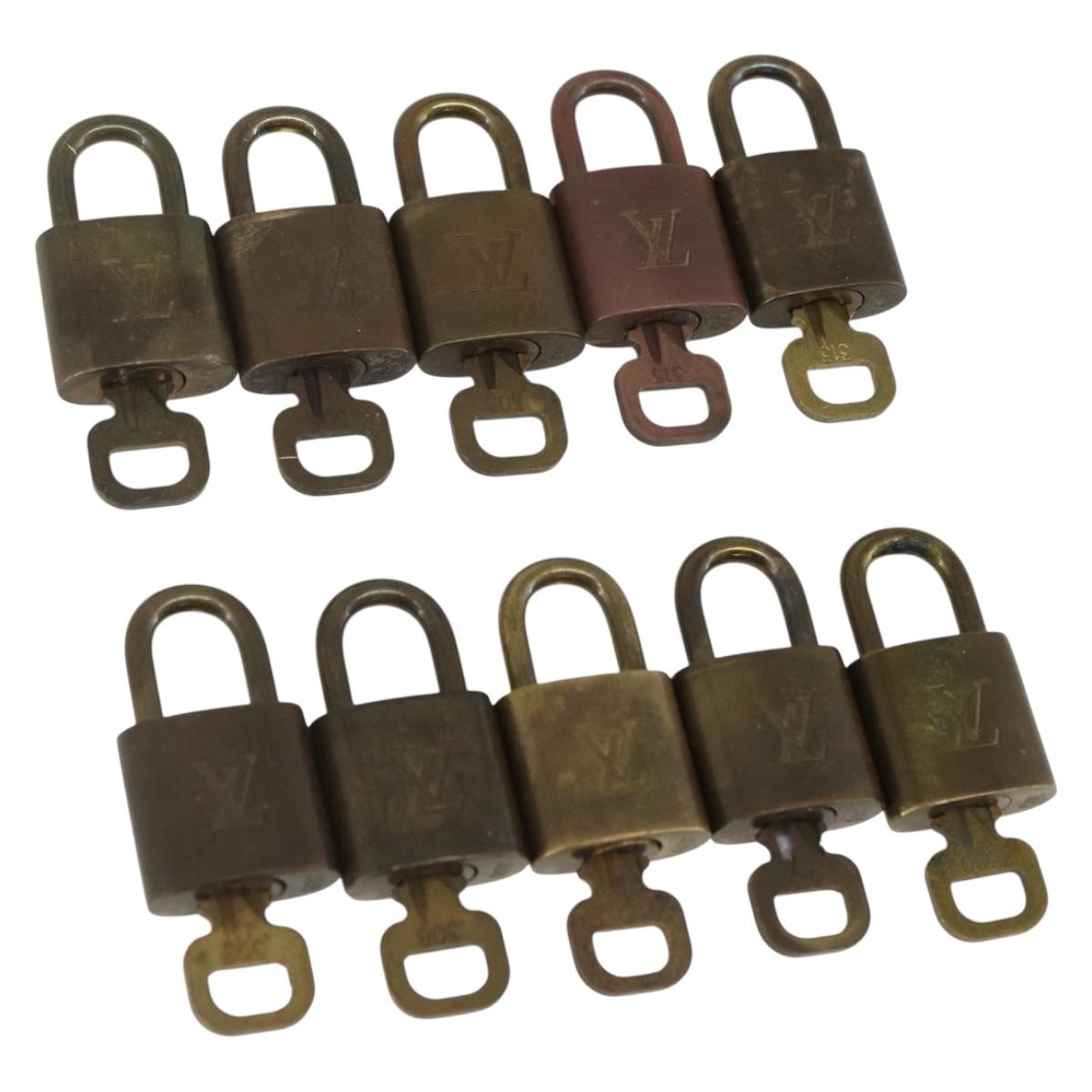 LOUIS VUITTON Padlock 10 Set Padlock metal Gold LV Auth am9951