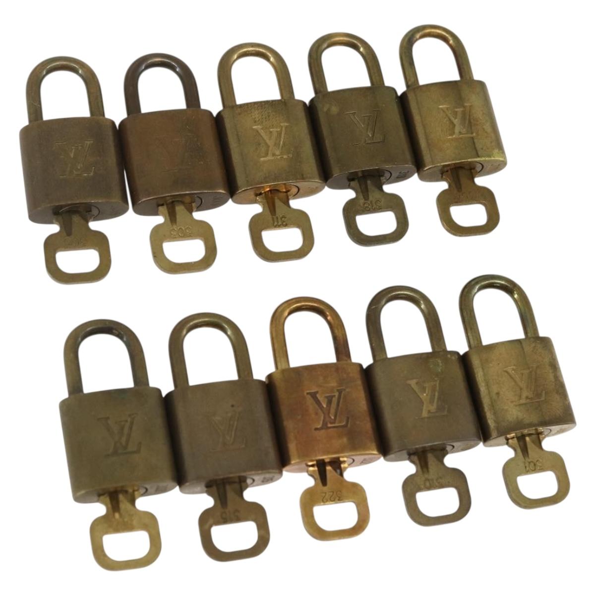 LOUIS VUITTON Padlock 10 Set Padlock metal Gold LV Auth am9952